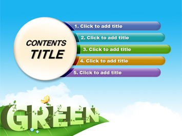 나뭇잎 위에 GREEN 글자 PPT 템플릿 상세페이지 미리보기