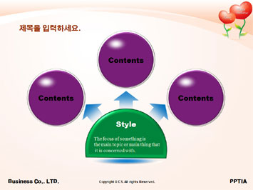 하트모양의 꽃 PPT 템플릿 상세페이지 미리보기