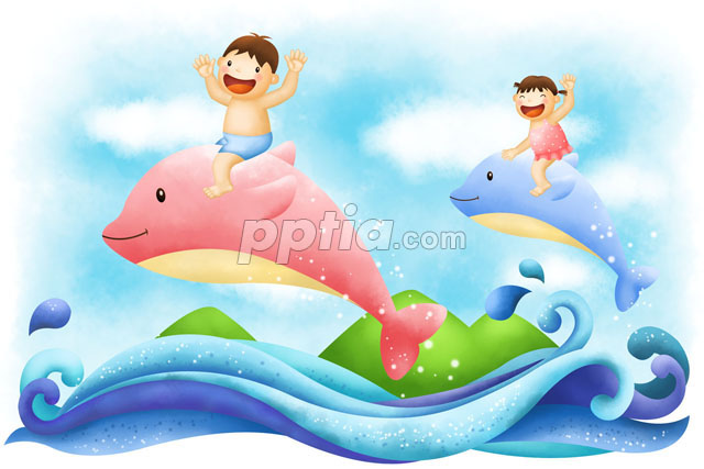 고래등에 타고있는 어린이들 이미지 미리보기