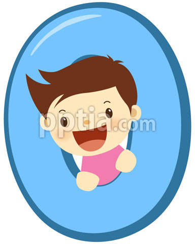 남자아이와 숫자0 이미지 미리보기