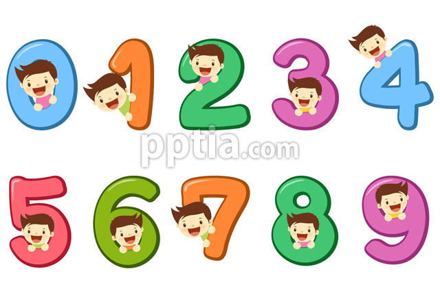 남자아이와 숫자0부터 9까지 이미지 미리보기