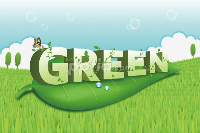 나뭇잎 위에 GREEN 글자 이미지 미리보기
