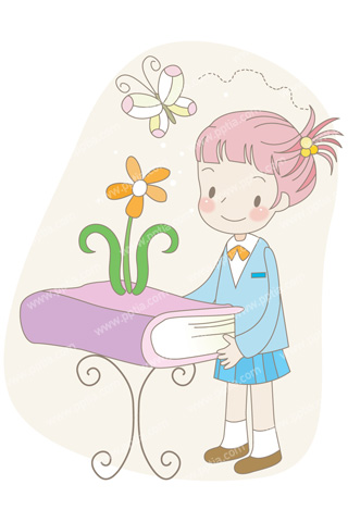 책과 여학생 이미지 미리보기