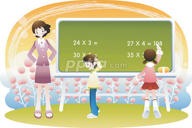 칠판에 수학문제를 풀고있는 초등학생 이미지 미리보기