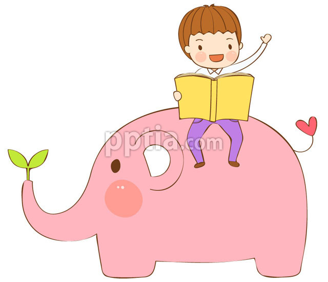 코끼리와 책읽는 남자아이 이미지 미리보기