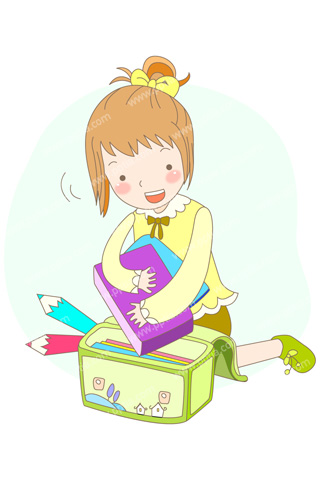 가방에 책 넣는 여학생 이미지 미리보기