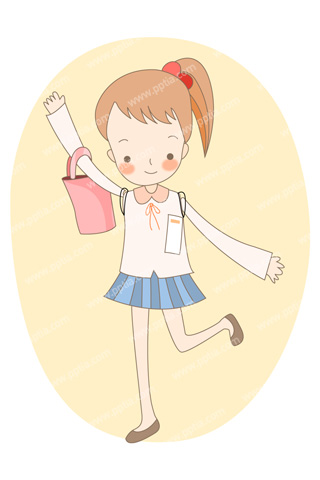 손 흔드는 여학생 이미지 미리보기