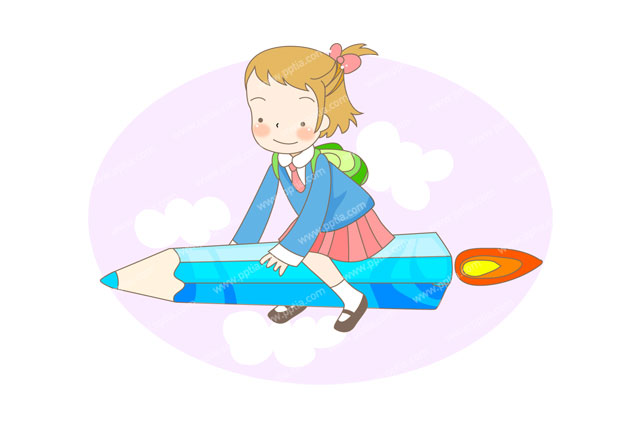 연필로켓과 여학생 이미지 미리보기