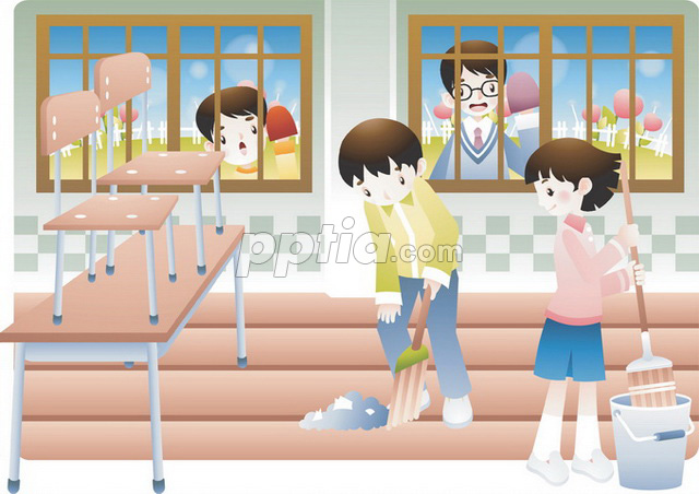 청소하는 학생 이미지 미리보기