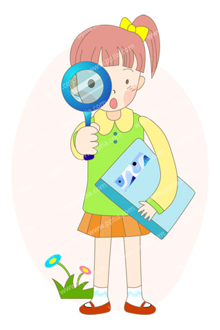 돋보기 보는 여학생 이미지 미리보기