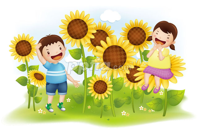 해바라기와 아이들 이미지 미리보기