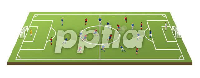 축구장과 경기하는 선수들 이미지 미리보기