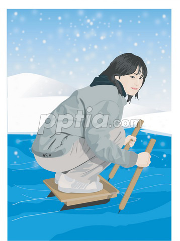 썰매타는 여성 이미지 미리보기