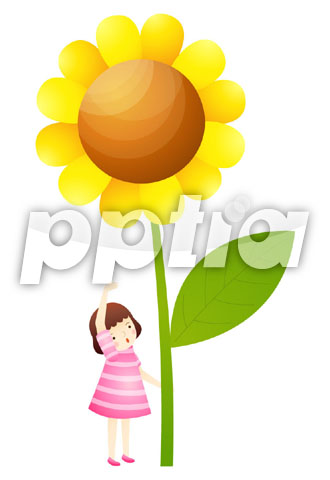 해바라기와 여자아이 이미지 미리보기