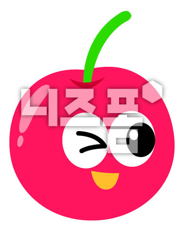 윙크하는핑크색체리 이미지 미리보기