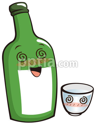술취한 소주병과 소주잔 이미지 미리보기