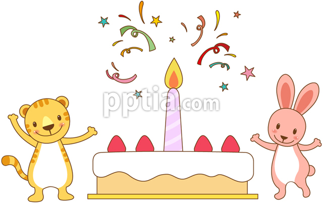 생일케이크과 호랑이와 토끼 이미지 미리보기