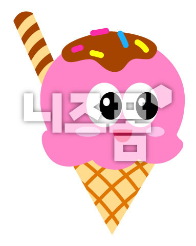 막대과자가끼워진핑크색아이스크림 이미지 미리보기