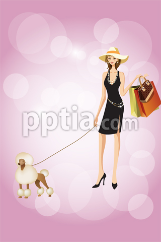 강아지와 함께 쇼핑하는 여성 이미지 미리보기