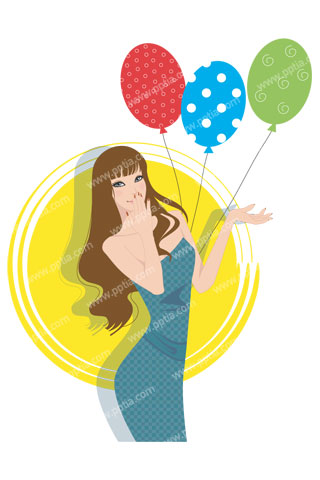 풍선과 여성 이미지 미리보기