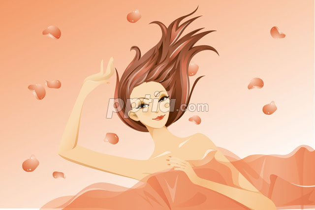 누워있는 여성과 꽃잎 이미지 미리보기