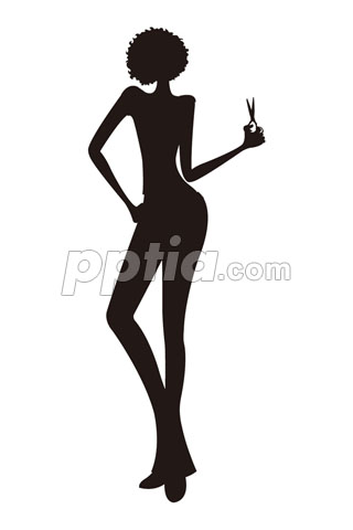 가위를 들고있는 여성 실루엣 이미지 미리보기