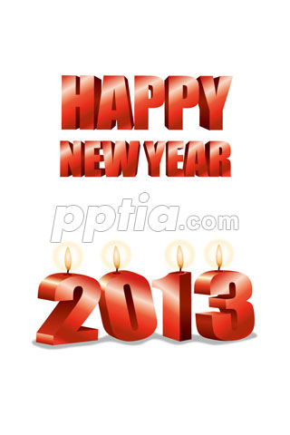 2013년 양초와 Happy New Year 글자 이미지 미리보기