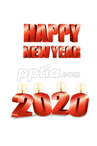 2020년 양초와 Happy New Year 글자 이미지 미리보기