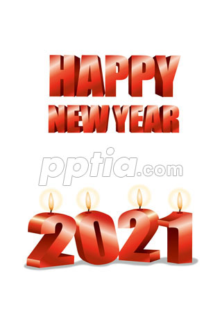 2021년 양초와 Happy New Year 글자 이미지 미리보기