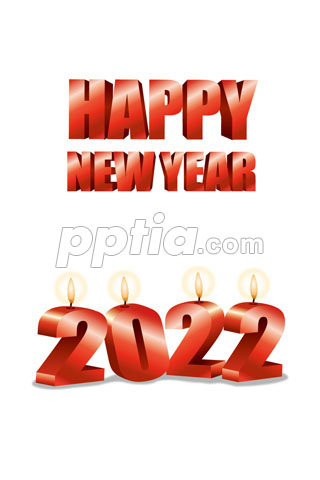 2022년 양초와 Happy New Year 글자 이미지 미리보기