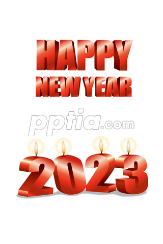 2023년 양초와 Happy New Year 글자 이미지 미리보기