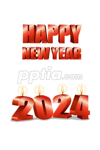2024년 양초와 Happy New Year 글자 이미지 미리보기