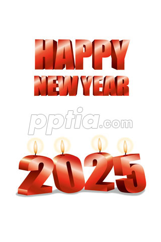 2025년 양초와 Happy New Year 글자 이미지 미리보기