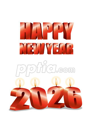2026년 양초와 Happy New Year 글자 이미지 미리보기