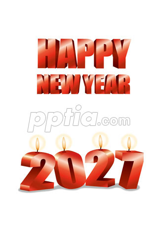 2027년 양초와 Happy New Year 글자 이미지 미리보기