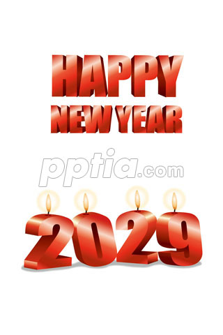 2029년 양초와 Happy New Year 글자 이미지 미리보기