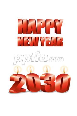 2030년 양초와 Happy New Year 글자 이미지 미리보기