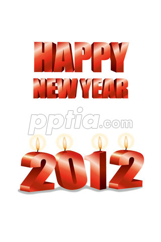 2012년 양초와 Happy New Year 글자 이미지 미리보기