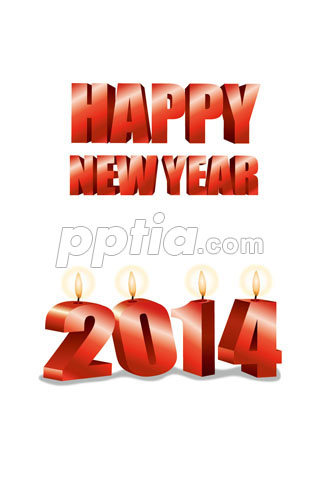 2014년 양초와 Happy New Year 글자 이미지 미리보기