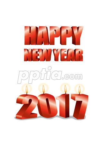 2017년 양초와 Happy New Year 글자 이미지 미리보기