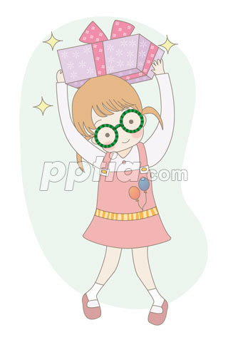 선물상자 들고 있는 여학생 이미지 미리보기