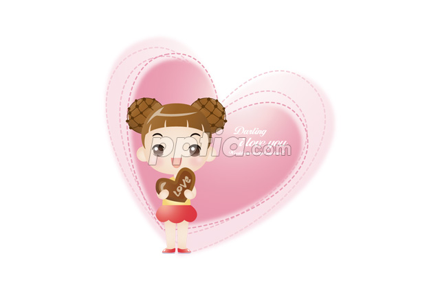 하트와 여자아이 이미지 미리보기