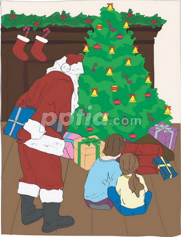 산타클로스와 크리스마스트리 이미지 미리보기