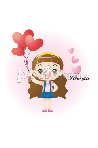 하트풍선과 여자아이 이미지 미리보기