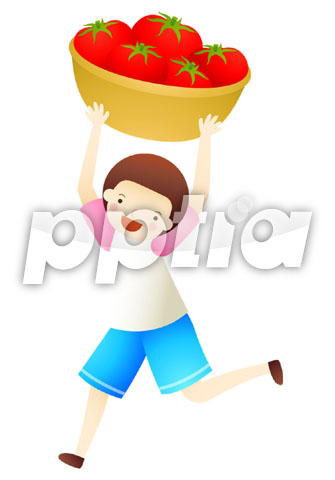 토마토바구니 든 남자아이 이미지 미리보기