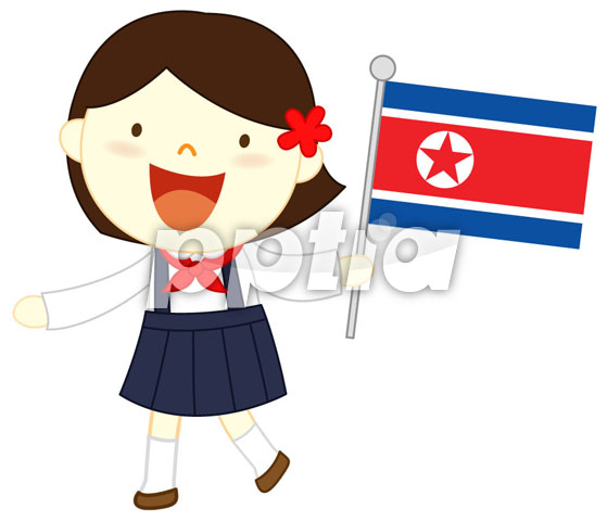 인공기 든 북한아이 이미지 미리보기