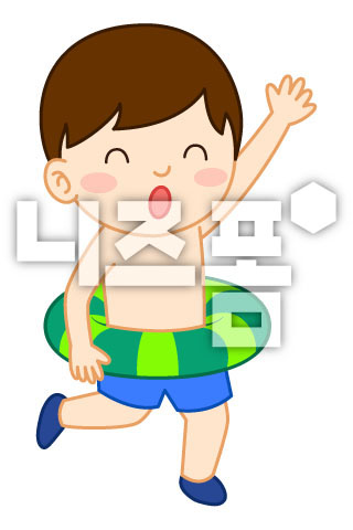 튜브를끼우고팔들고있는남자아이 이미지 미리보기