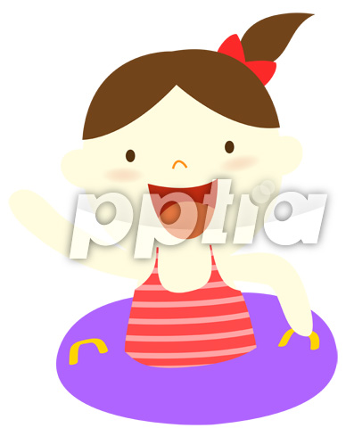 보라색 튜브탄 여자아이 이미지 미리보기