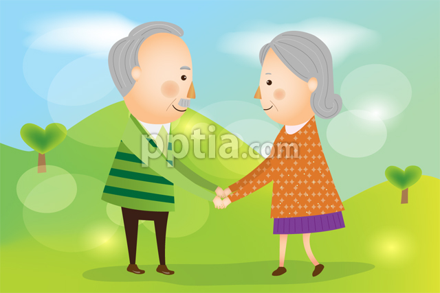 두손잡고 있는 노부부 이미지 미리보기