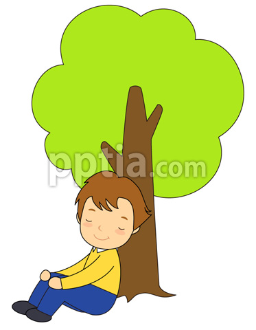 나무밑에서 쉬는 남자아이 이미지 미리보기